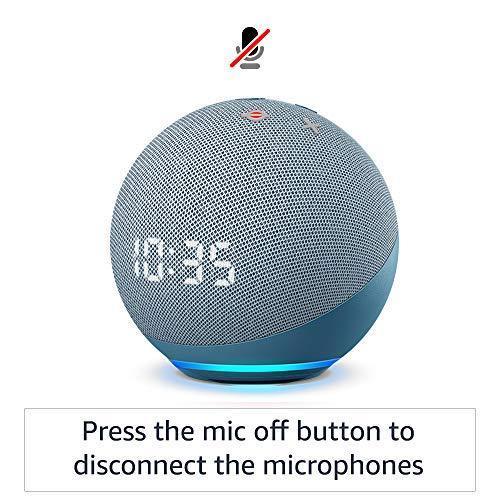 Amazon Echo Dot 4th Gen with clock | Smart speaker with powerful bass, LED display and Alexa (Blue) Fashion