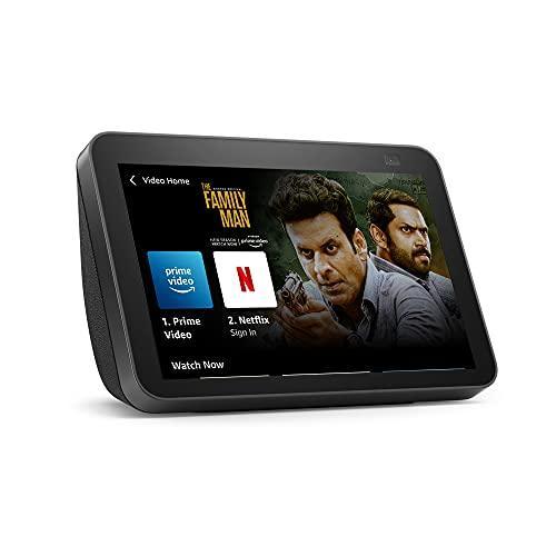 Amazon Echo Show 8 (2nd Gen) - Smart speaker with 8  HD screen, stereo sound & hands-free entertainment with Alexa (Black) Sale