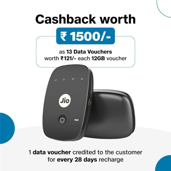 (Refurbished) JioFi M2S Black | 4G Router from Jio | On The Go Device | Video & HD Voice Calls | Connect & Share | Cashback Worth ₹1500* Supply