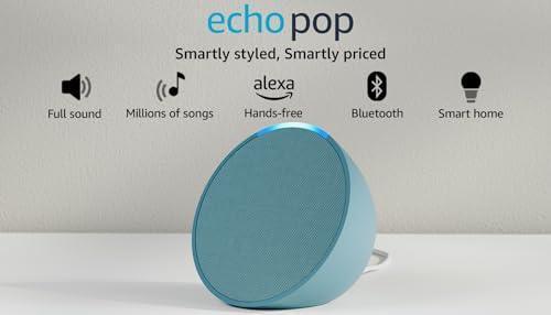 Amazon Echo Pop| Smart speaker with Alexa and Bluetooth| Loud sound, balanced bass, crisp vocals| Green Fashion