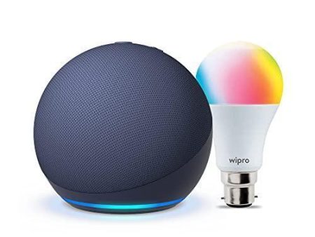 Amazon Echo Dot (5th Gen, Blue) Combo with Wipro 9W LED Smart Color Bulb Preowned Sale