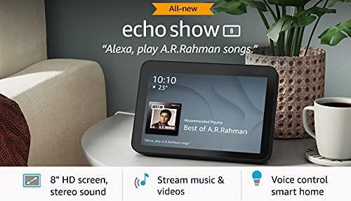 Amazon Echo Show 8 (2nd Gen) - Smart speaker with 8  HD screen, stereo sound & hands-free entertainment with Alexa (Black) Sale